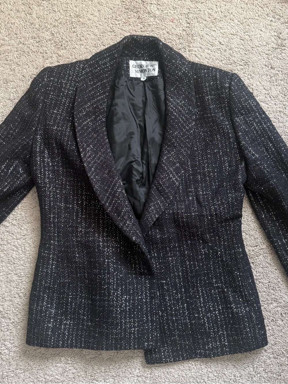 George Simonton Black Tweed Women's Blazer Jacket